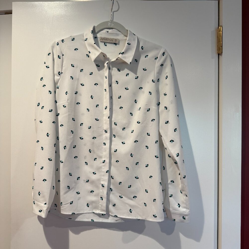 Modcloth Sugarhill Boutique Long Sleeve Umbrella Print Blouse